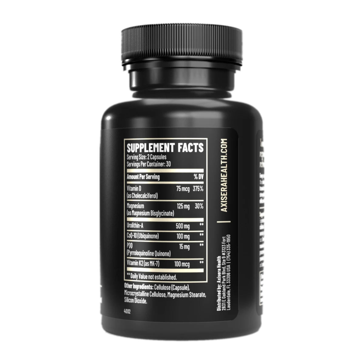 Axisera Forge Supplement Facts panel